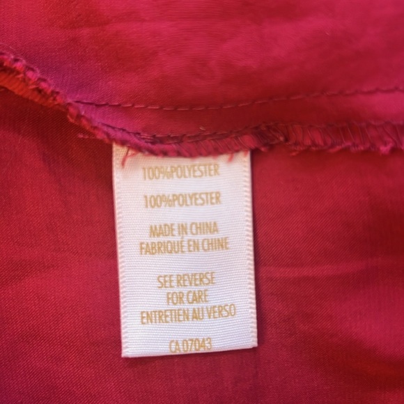 L Diva Red Silky Shirt Button Down Collar Belt Two Front Pockets - Picture 14 of 14